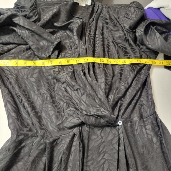 Argenti Silk Vintage Elegant Black Long Sleeve Paisley With Pockets, Belt Dress - Picture 11 of 13